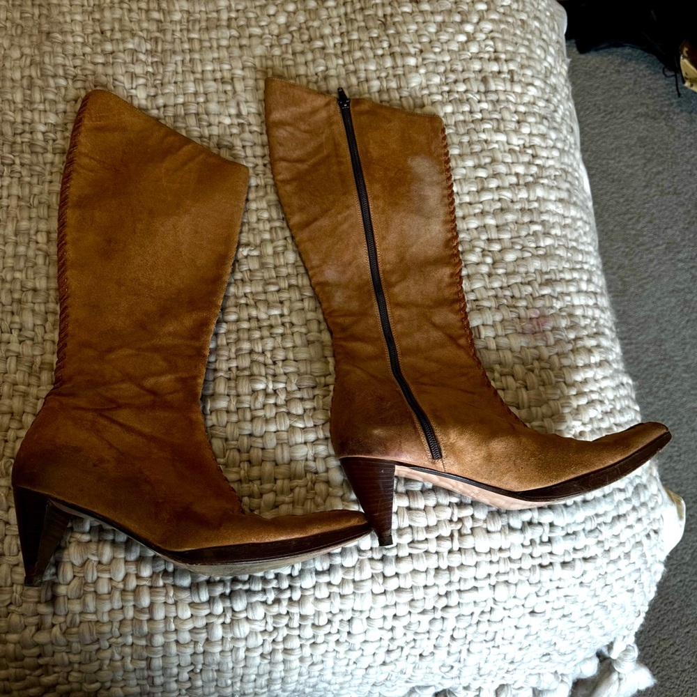 Brown Leather Knee-High Boots